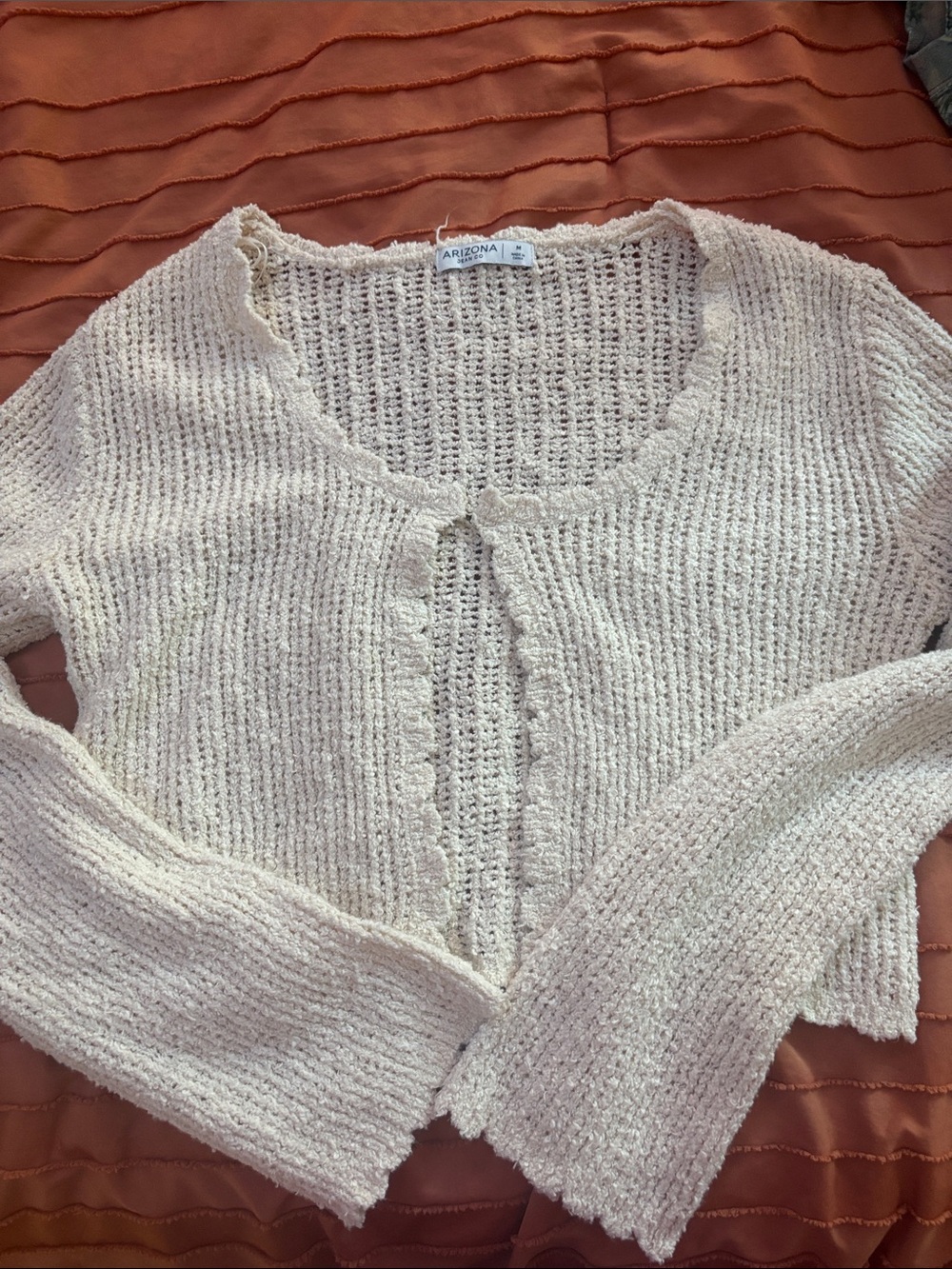 Arizona Jean Company Cream Open-Knit Women's Cardigan